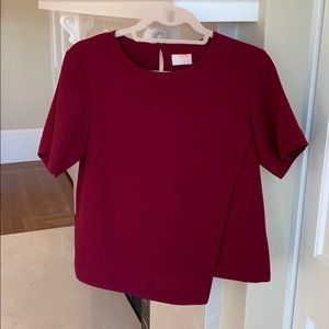 Argent Burgundy Asymmetrical Cross Drape Top - Size Medium